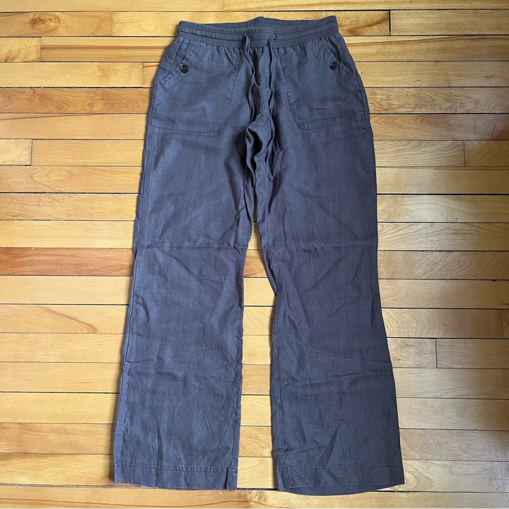 Linen Draw String Lounge Pants; size 4, brown (EUC)